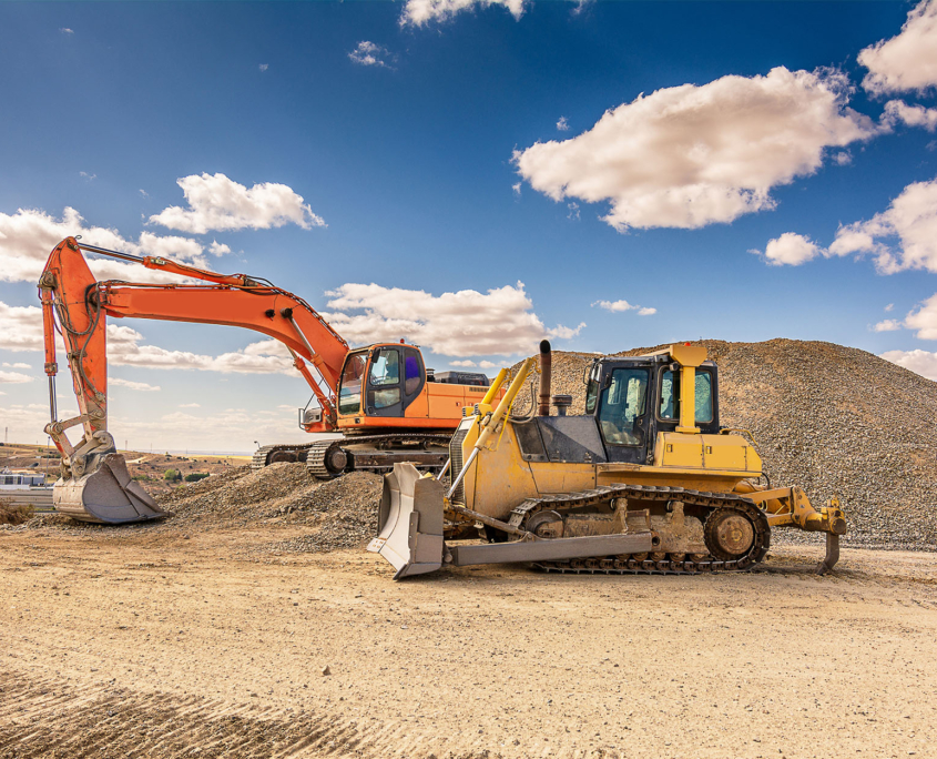 Group of excavator working on a construction site