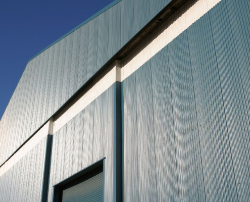 Close up, metal building exterior